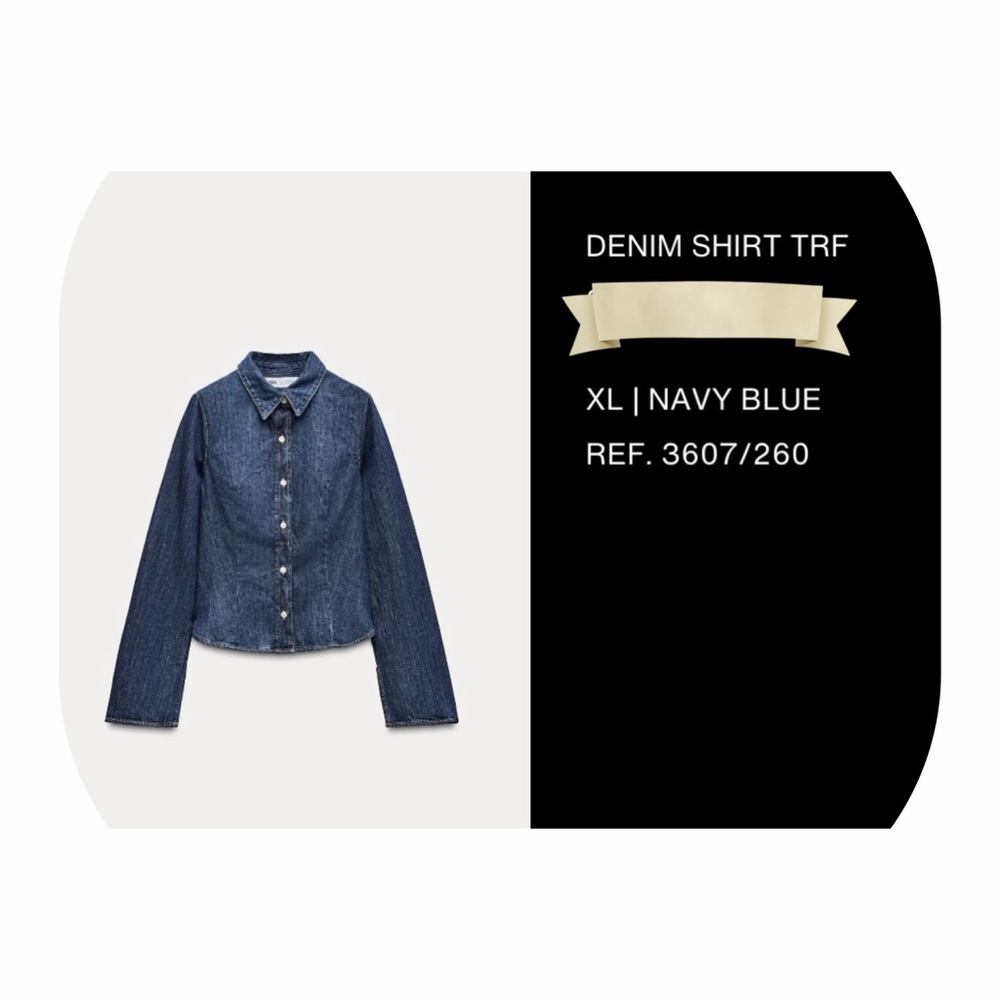 Zara Blue Denim Button Down Shirt - Picture 2 of 2